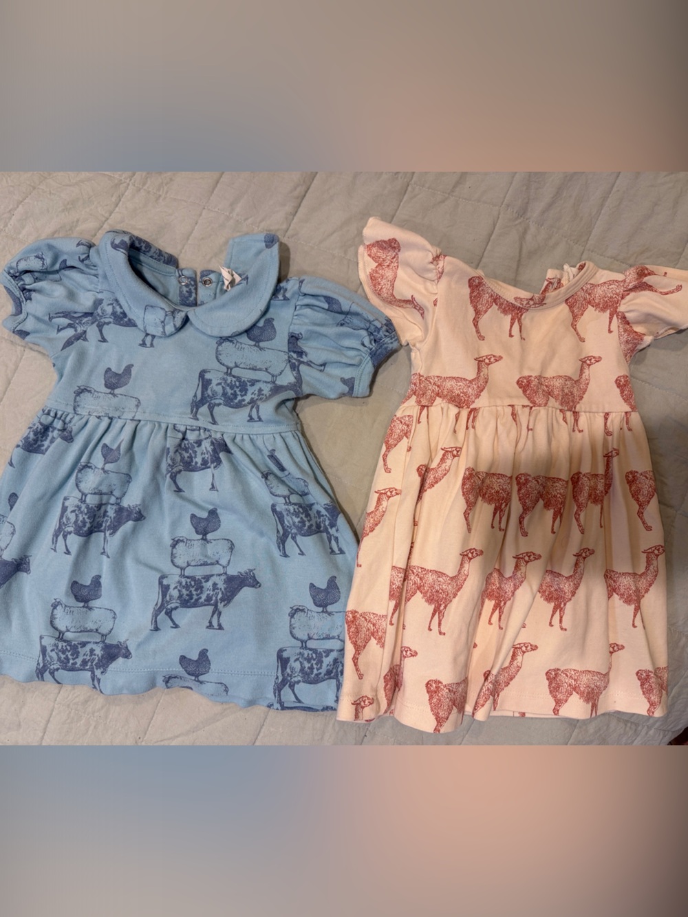 kate quinn Light Blue and Cream Jersey Dresses with Animal Stack Print